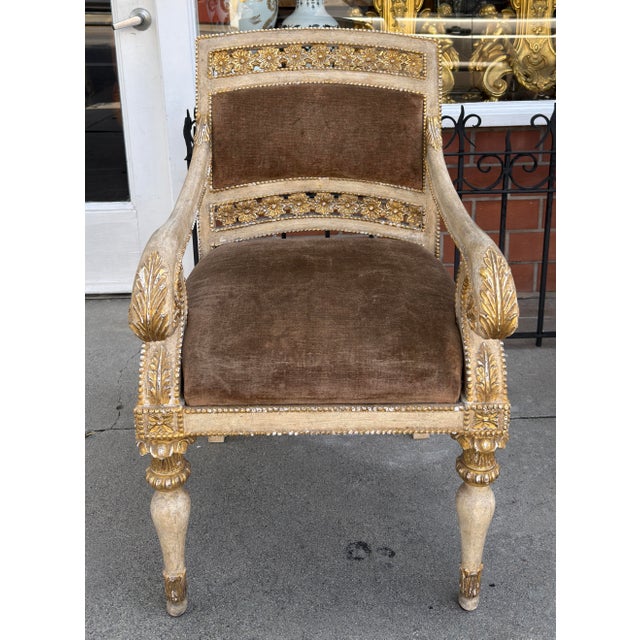 1990s 18th C Quatrain for Dessin Fournir Piedmontese Armchair 1 of 2 For Sale - Image 5 of 8