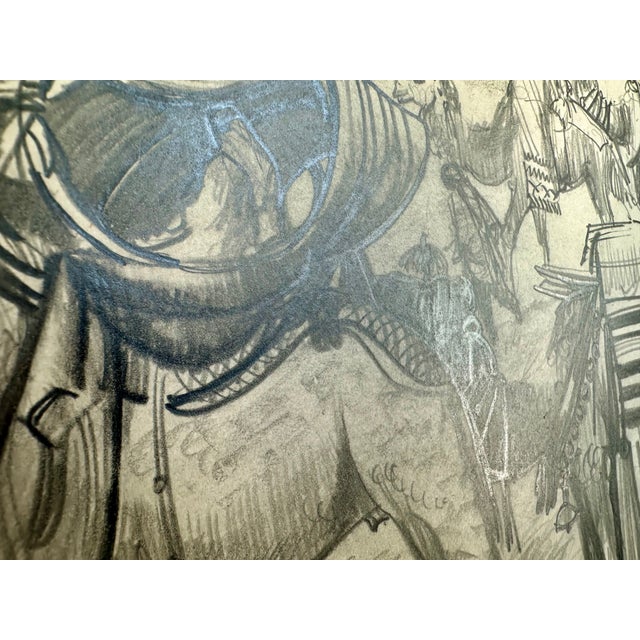 Millard Sheets (1907-1989) Original Pencil Sketch Camels and Figures, Framed For Sale - Image 13 of 17