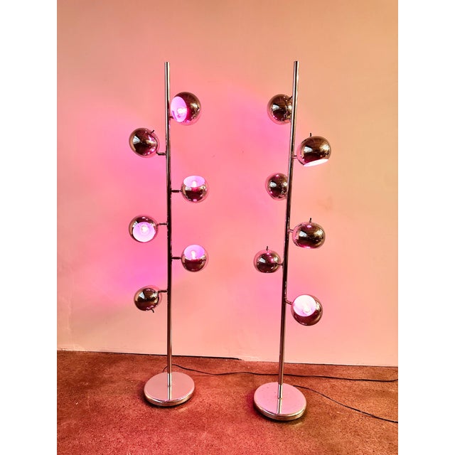 Chrome Mid Century Chrome 6 Light Eyeball Floor Lamp For Sale - Image 8 of 11