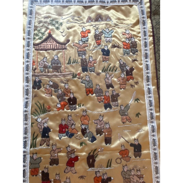 Antique Framed Chinese Embroidered Silk Tapestry of 100 Children at Play For Sale - Image 10 of 10