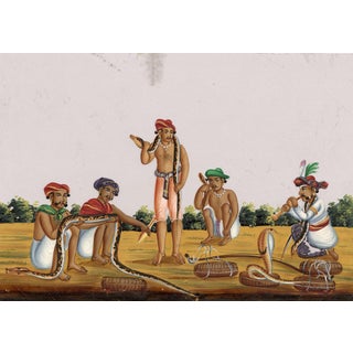 Indian Company School, Snake Charmers, 1800s, Gouache on Paper For Sale