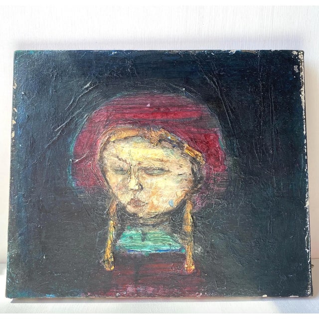 Mid-Century Japanese Modernist Oil Painting "Marionette" by Masaharu Fukui With Inscribed Board For Sale - Image 9 of 15