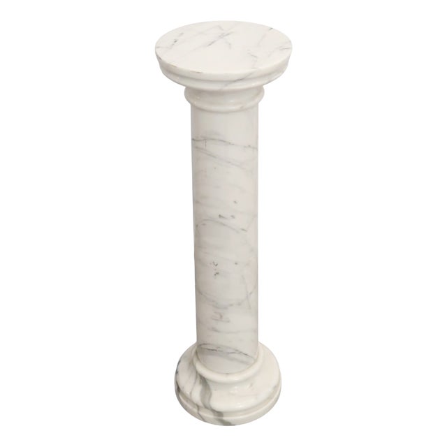 White Marble Pedestal Stand, 1980s For Sale