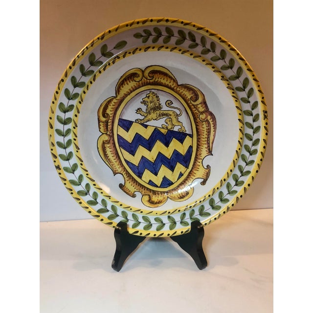 This vibrant Vintage Italian Lion Crest Decorative Plate (Bowl) will be a fabulous, one of a kind treasure to display in...