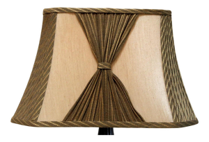 Mid Century Square Green and Tan Pleated Lamp Shade