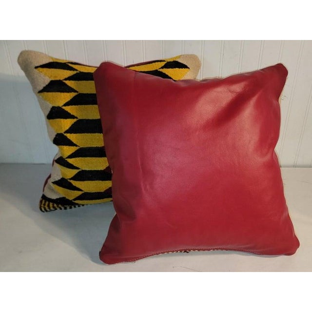 Mid 20th Century Hand Woven Weaving Tumbling Blocks Pillows - A Pair For Sale In Los Angeles - Image 6 of 6