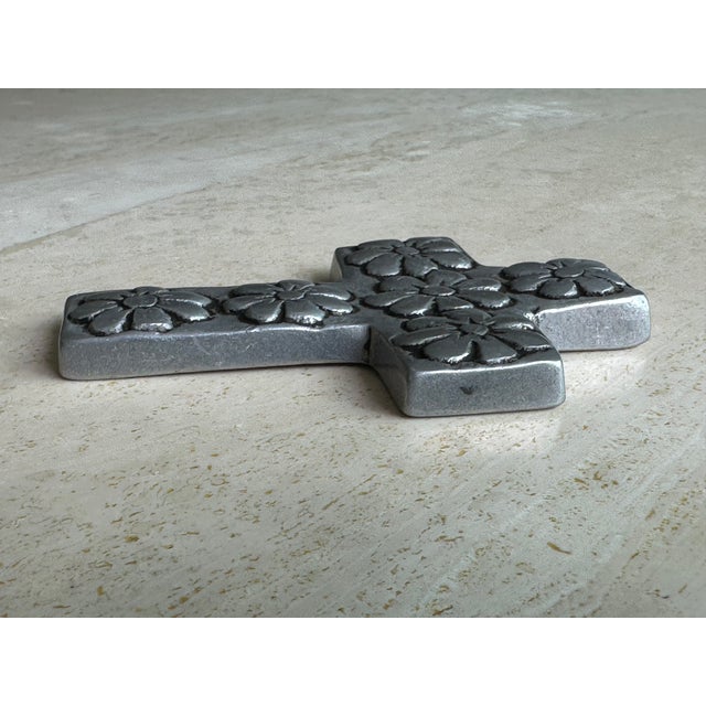 Vintage Mexican Flowered Cross For Sale - Image 4 of 5