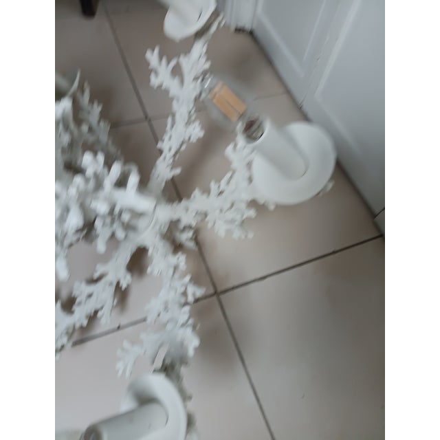 White Ceramic Reef Chandelier 6 Light Style: Coastal Color: White Dimensions: 34"H x 90" Diameter 6 light 15" apart