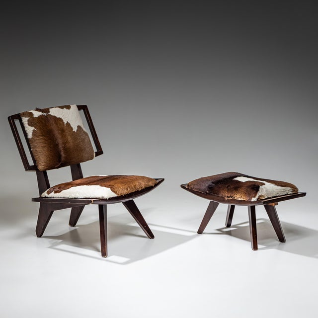 Ebony Paul László Lounge Chair with Ottoman, Glenn of California, USA, 1950s For Sale - Image 8 of 8