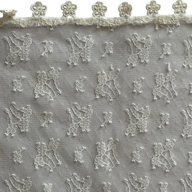Mid 20th Century 42 X 45 Vintage Lace Floral Tablecloth Table Cover White Victorian Edwardian Traditional For Sale - Image 5 of 7