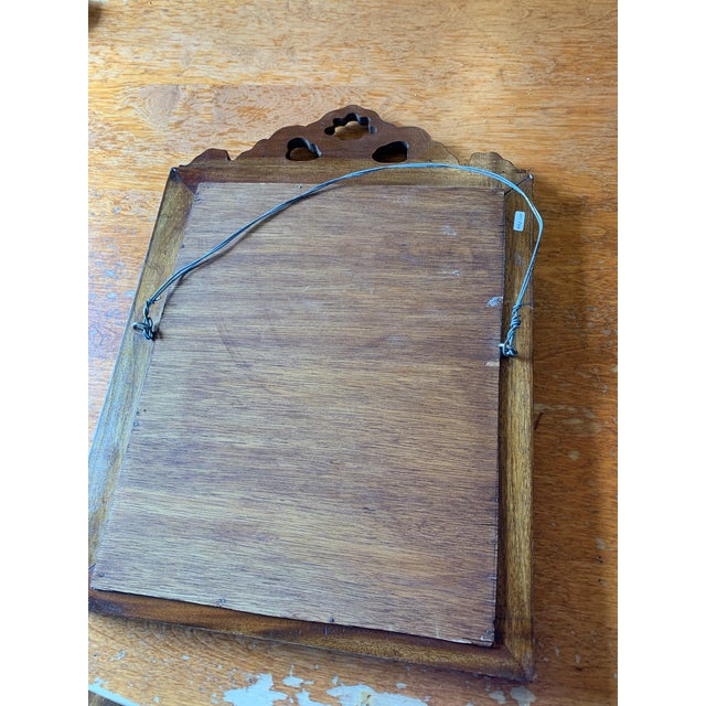 American Vintage Carved Bow Top Wooden Mirror For Sale - Image 3 of 7
