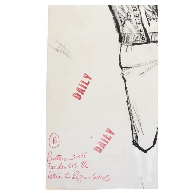 1960s Mid-Century Fashion Illustration Sketch, 1960 — Original Magazine Advertising Art For Sale - Image 5 of 11