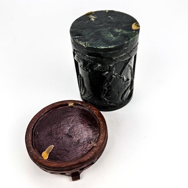 Chinese Jade Green Stone or Glass Carved Vase Pot For Sale - Image 10 of 12