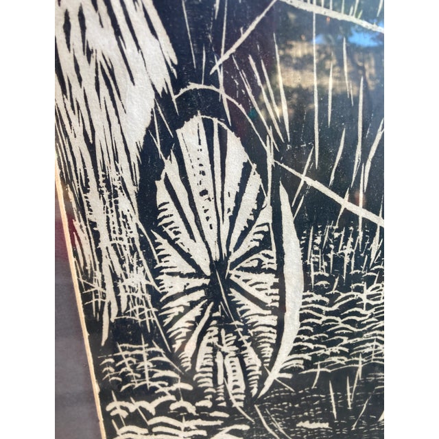 Late 20th Century Original Linocut Print 27/50 Rain on Dougherty Street by E. Rideout Signed in Pencil For Sale - Image 9 of 13