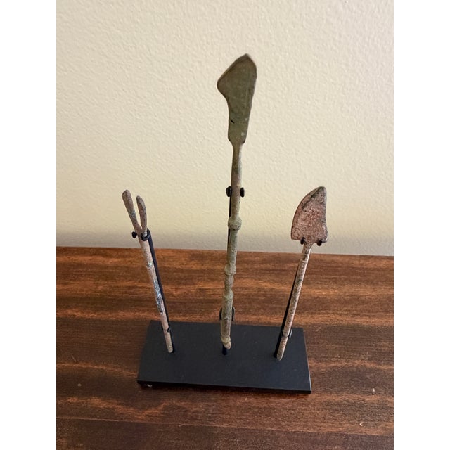Collection of Three Ancient Roman Bronze Medical Instruments on Custom Museum Mounts For Sale - Image 4 of 9