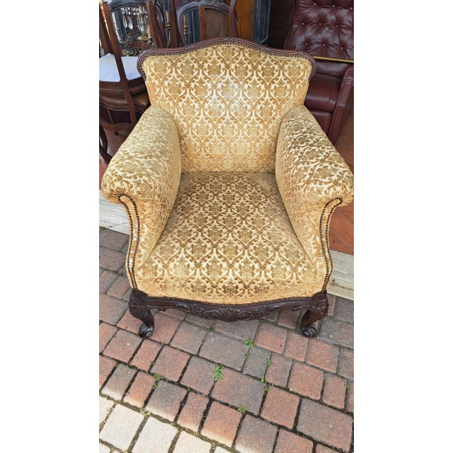 Wood Louis XV English Lounge Chair in Mahogany For Sale - Image 7 of 7