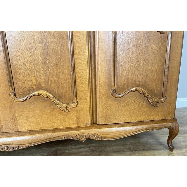 Vintage French Louis XVI Style Carved 4-Door Armoire For Sale - Image 11 of 13