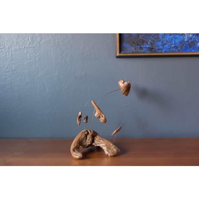 Wood Mid Century Modern Abstract Driftwood Suspended Table Sculpture For Sale - Image 7 of 10