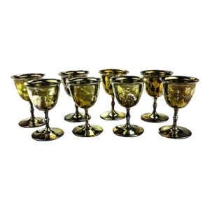 Vintage Silver Plate Cordial Glasses Set of 8