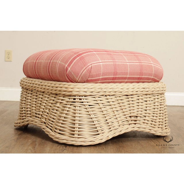 Vintage Quality Woven Wicker Ottoman Footstool For Sale In Philadelphia - Image 6 of 12