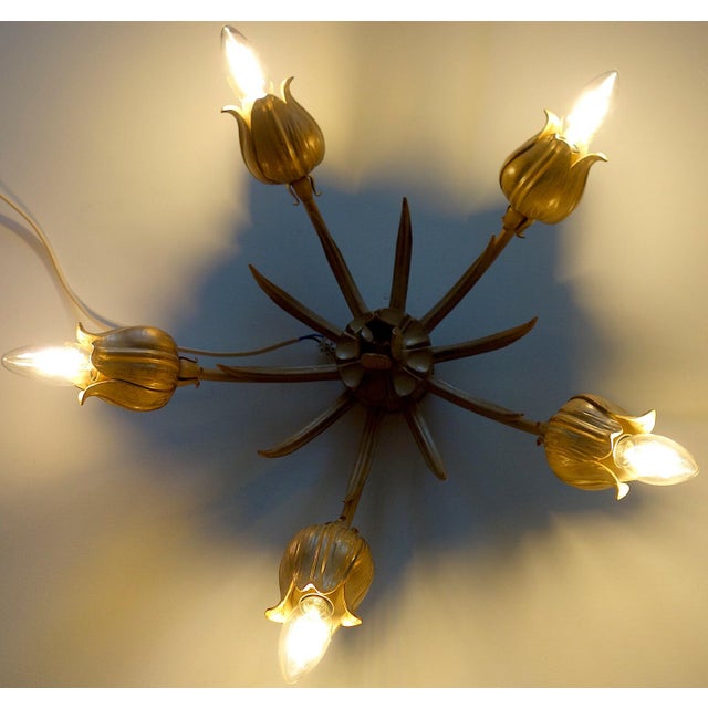 1960s Brass Tulip Ceiling Lamp from Koch & Sons, 1960s For Sale - Image 5 of 9