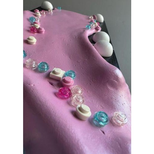 Vera Vizzi, Modular Domino Wall Sculpture in Pink, 2026, Foam Clay with Embedded Game Pieces For Sale - Image 4 of 9