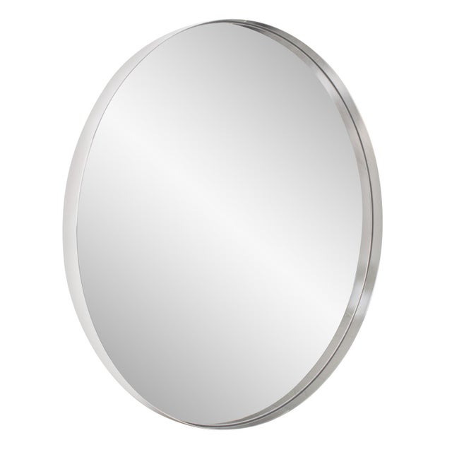 Silver Steele Polished Silver Round Mirror For Sale - Image 8 of 10
