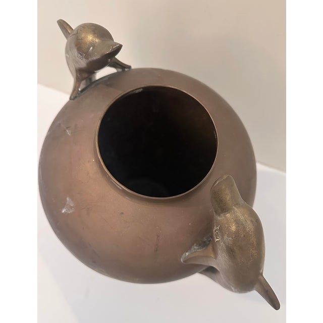 Vintage Brass Vessel With Dolphin Handles For Sale - Image 9 of 11