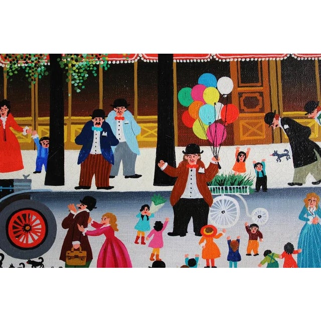 1970s Hiro Yamagata, Lively Paris Street, 1973, Oil on Canvas For Sale - Image 5 of 6