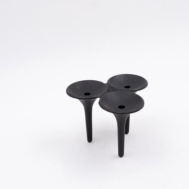 Black Danish Hornblower Candlestick attributed to Christel and Christer Holmgren, 1960s For Sale - Image 8 of 13