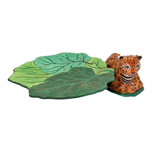 Lynn Chase Jungle Jubilee Leopard Serving Tray-2006 For Sale