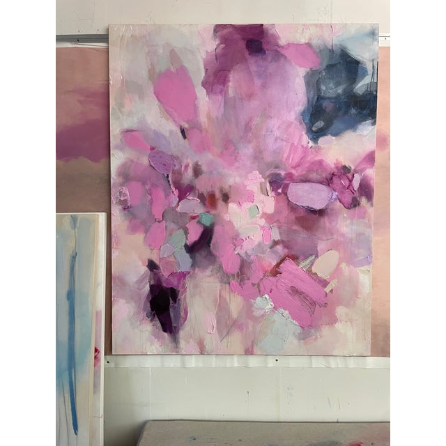 "Blame It on the Twilight" Dimensional Abstract in Plum and Orchid For Sale - Image 12 of 12