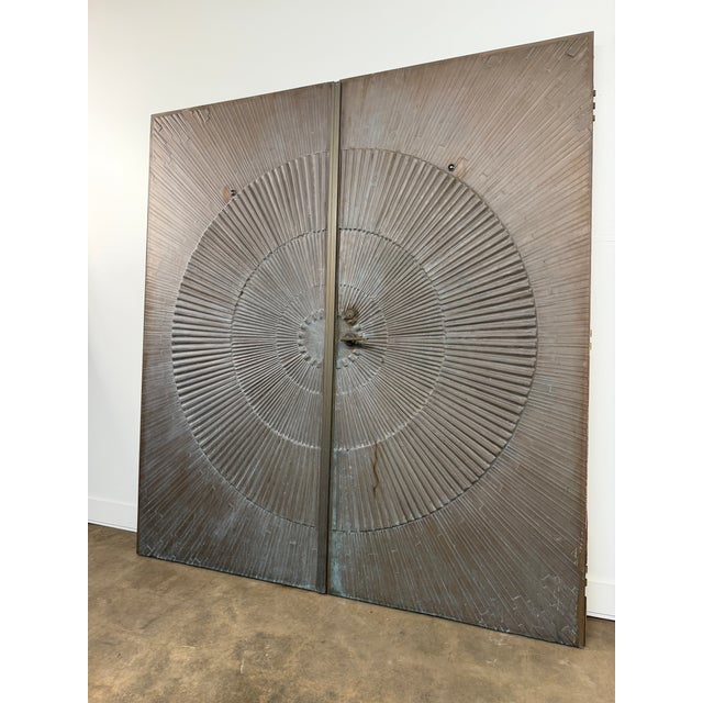 Monumental Kaylien Lustr-Metl Bronze Sunburst Double Doors For Sale - Image 12 of 15