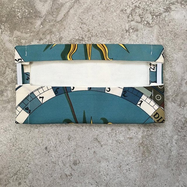 Handmade Hermes Vintage Dies et Hore Sun Silk Scarf Masque For Sale - Image 9 of 9