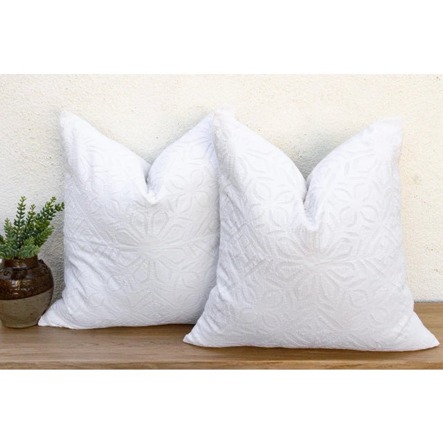 Mandala Blanca, Pair of Appliqué Pillow Covers For Sale - Image 9 of 9