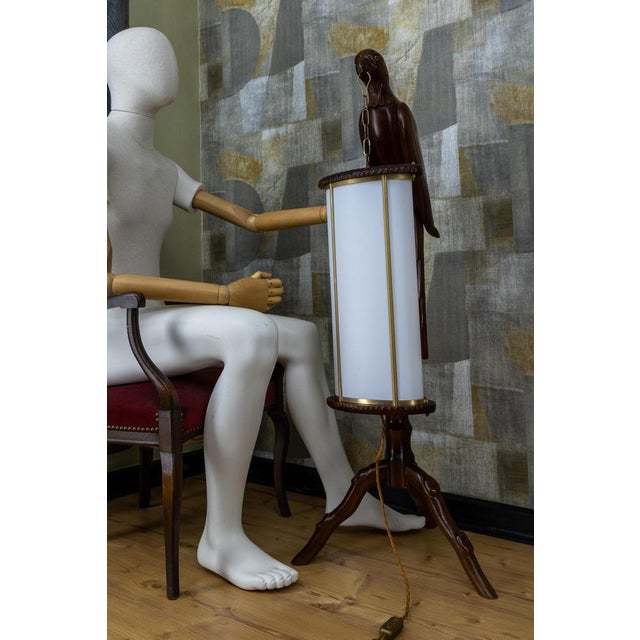 1950s Italian Mid-Century Modern Parrot Floor Lamp Lantern attributed to Aldo Tura, 1950s For Sale - Image 5 of 18