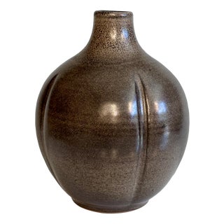Hand-Thrown Speckled Mocha Brown Glazed Studio Ceramic Vase by Kristian Körting, Germany, 1980s For Sale