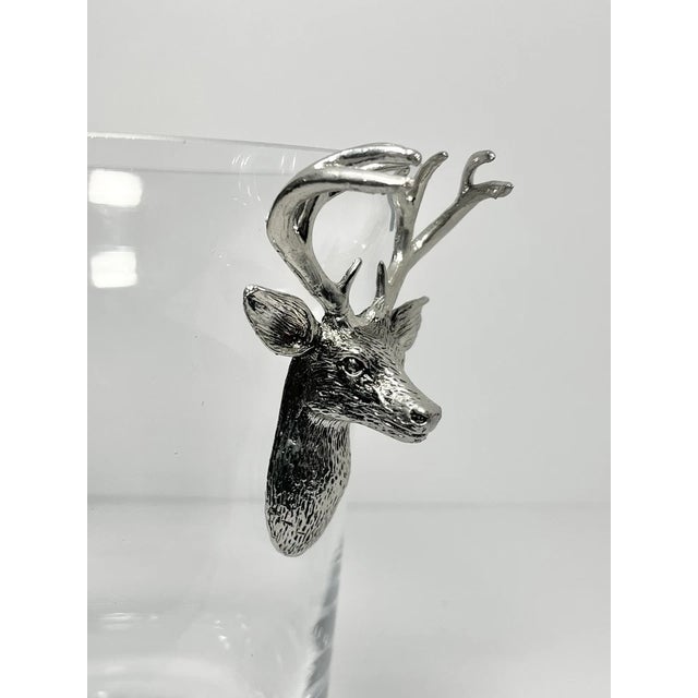 Metal Vagabond House Antler Deer Head Stag Pewter & Glass Ice Champagne Bucket For Sale - Image 7 of 8