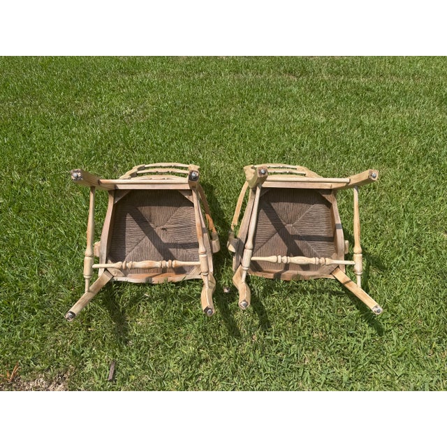 Vintage Louis XV-Style Carved Accent Chairs With Rush Seats, Pair For Sale - Image 12 of 12