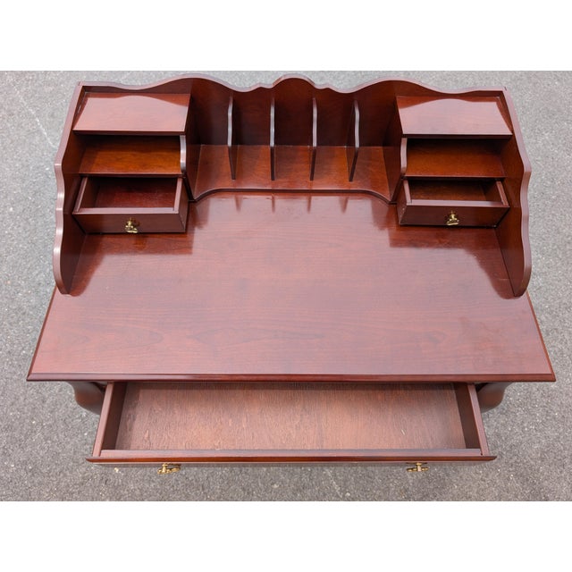 Wood Vintage Mahogany Secretary/Writing Desk With Stool For Sale - Image 7 of 14