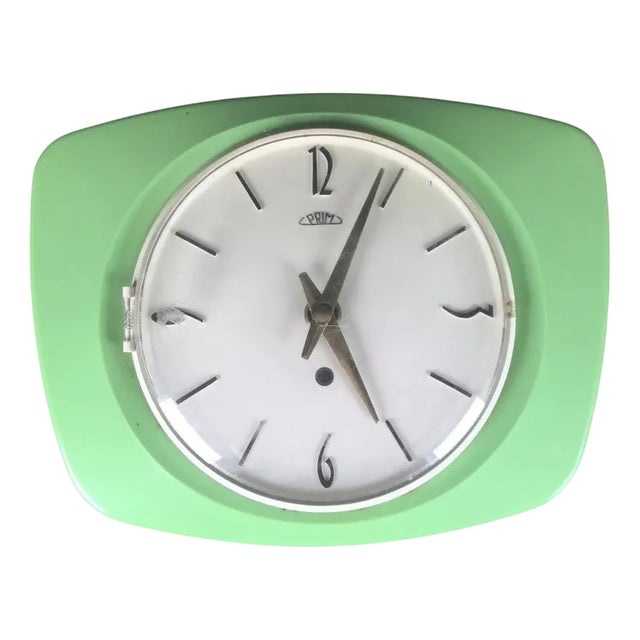 Wall Clock in Pastel Green from PRIM, 1960s For Sale
