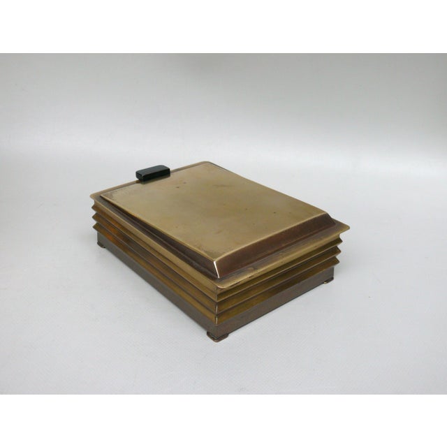 Art Deco Brass and Wood Lidded Tobacco Box, Germany, 1920s For Sale - Image 9 of 15