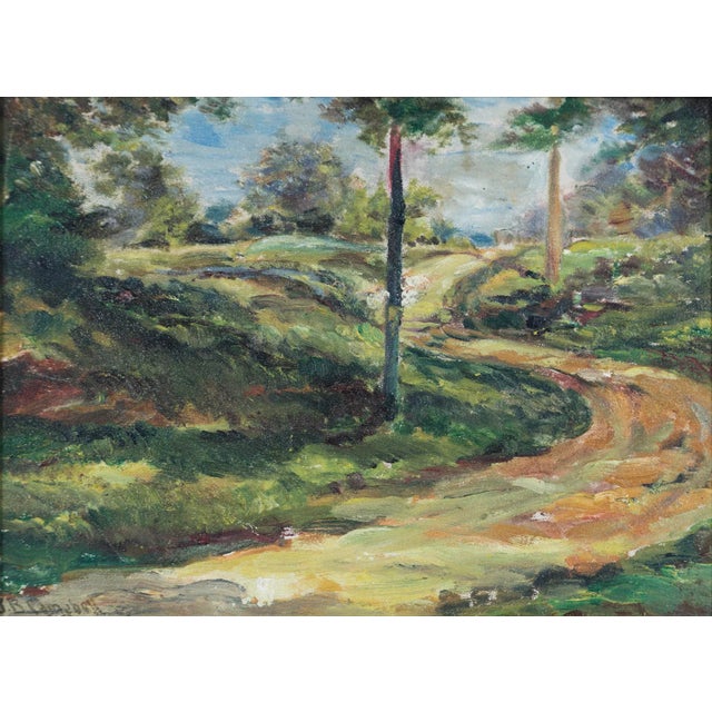 American School Oil on Board Landscape Painting, 19th Century For Sale - Image 4 of 7