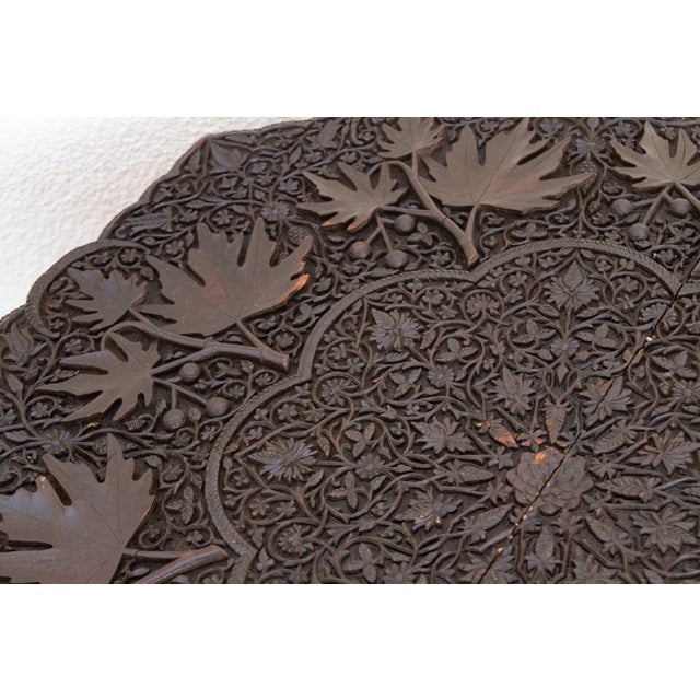 Rare Antique Hand-Carved Kashmiri Coffee Table For Sale In Los Angeles - Image 6 of 9