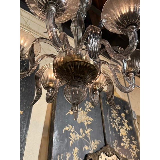 Modern Fume’ Murano Glass Chandelier For Sale In Dallas - Image 6 of 6