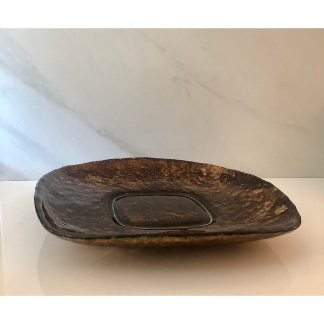 Turkish Umber / Gold Decorative Plate Encased in Pewter For Sale - Image 11 of 13