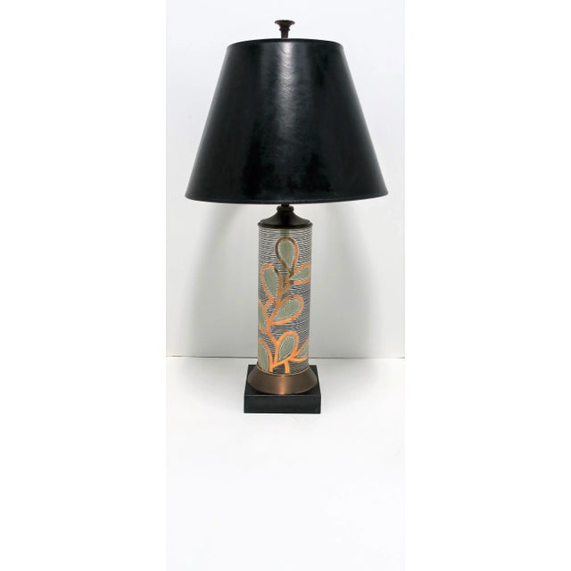 Midcentury Modern Black Gold Glass Brass Table Lamp Organic Modern Design For Sale - Image 4 of 11