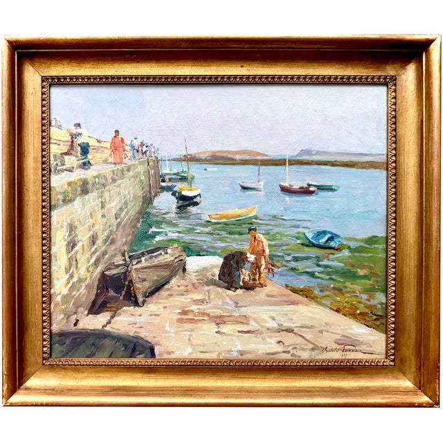 Oswald Poreau, Low Tide at Portivy, Brittany, 1937, Oil, Framed For Sale - Image 14 of 14