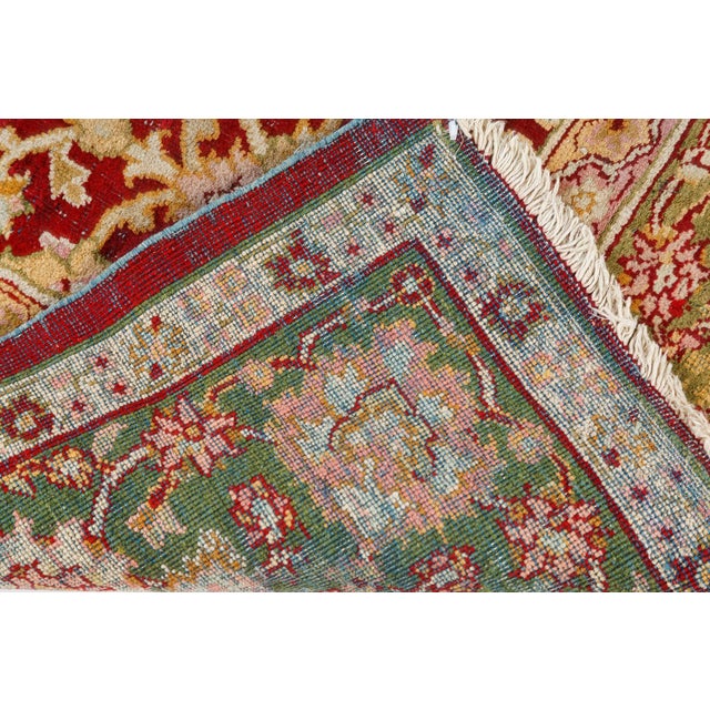 Indian Authentic 19th Century Indian Amritsar Botanic Design Hand Knotted Wool Rug For Sale - Image 3 of 7