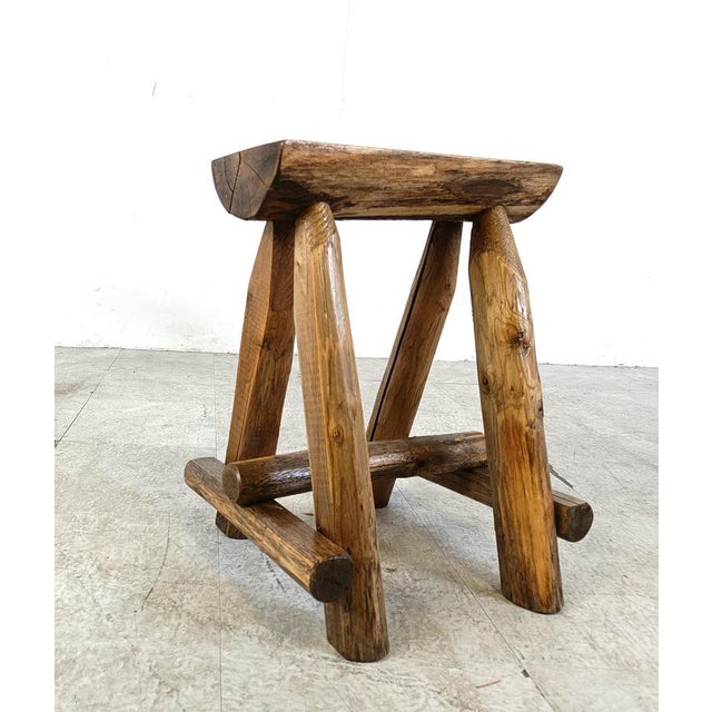 Vintage Wooden Stool, 1970s For Sale - Image 12 of 14